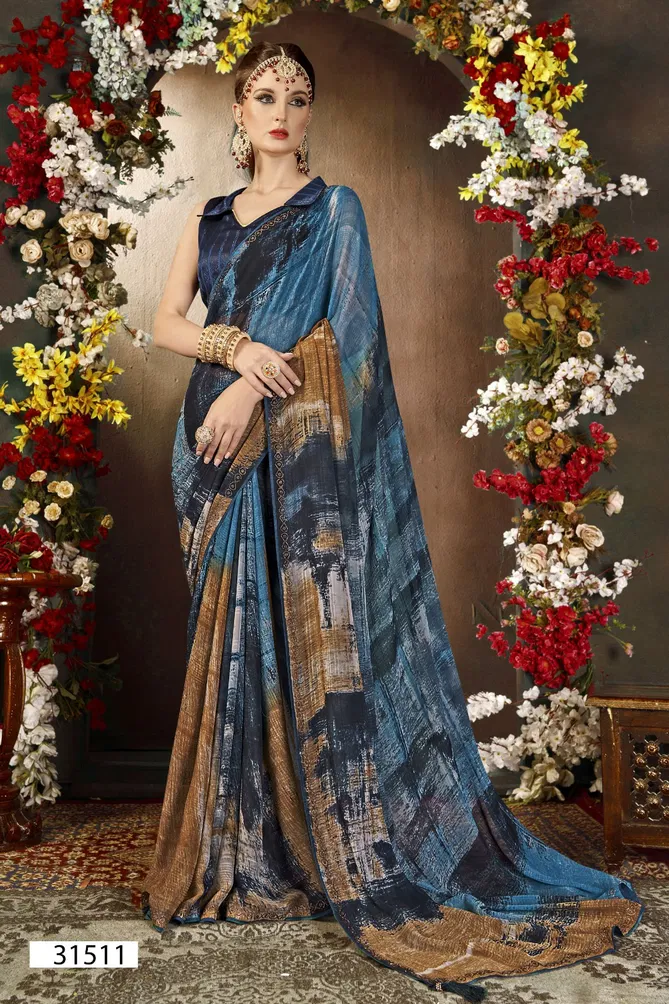 Arnika Vol 9 By Vallabhi Georgette Abstract Printed Saree Suppliers In India